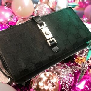 Gucci Snap Canvas Black Long Wallet